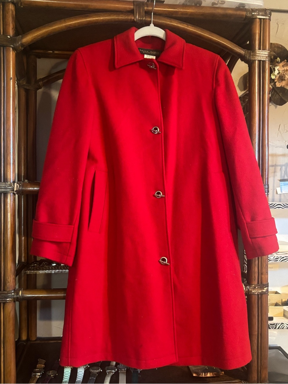 Classic Red Women's Wool Coat -
